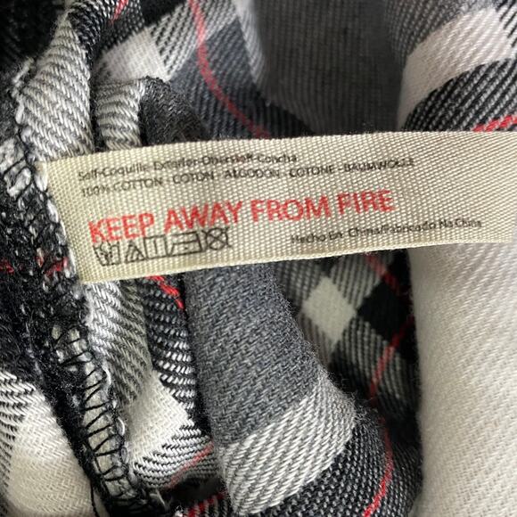 FREE PEOPLE SLEEP SHIRT M OVERSIZED SUNDAY MORNING PLAID BLACK WHITE RED COTTON - Picture 6 of 12